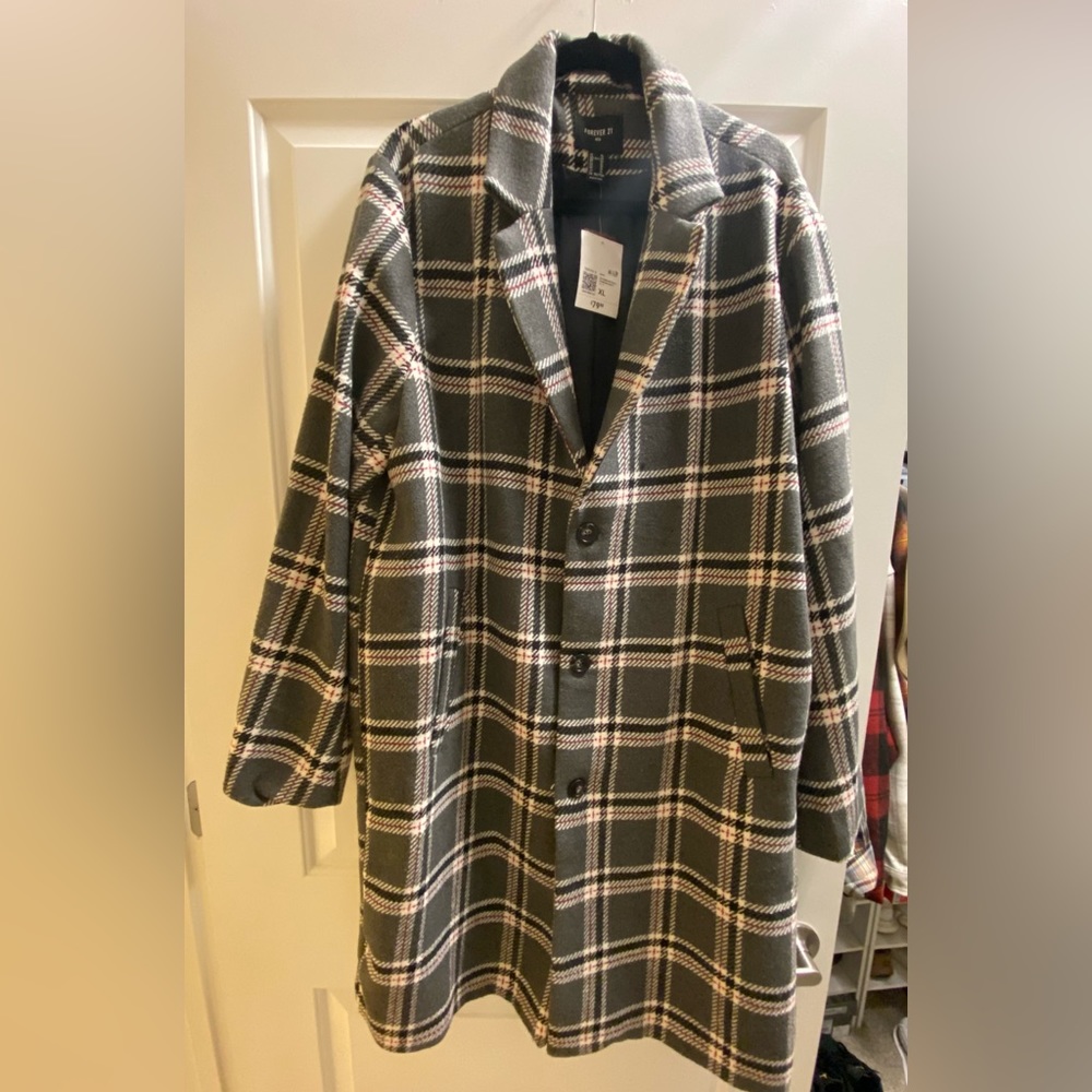 Fashion Plaid Trench Coat